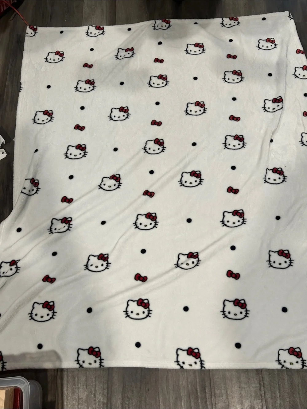 Hello Kitty White & Red Plush Throw Blanket - Cute Fleece Design